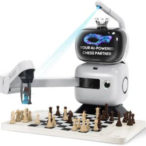 AI Chess Robot with Robotic Arm – 25 AI Levels, 1200+ Exercises, Endgame Trainer, Classic Game Replay, Voice Coaching, Lichess Integration, App Sync, For All Skill Levels
