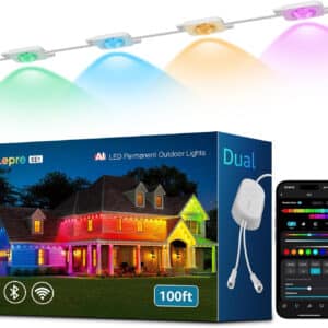 Lepro EE1 AI Permanent Outdoor Lights 30m, Smart Outdoor Christmas Lights Waterproof, Colour Changing Eaves Lighting 100ft, Personalized AI Lighting Designer, Works with Alexa, 2.4GHz WiFi, No Remote